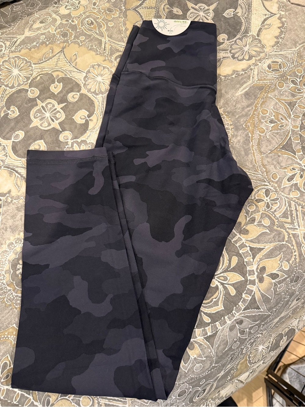 aerie Black and Charcoal Camo High-Rise Leggings